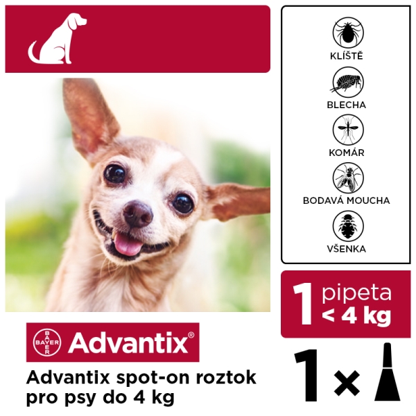 Advantix spot-on 1x0,4 ml pro psy do 4 kg