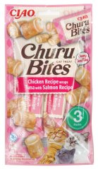 Churu Cat Bites Chicken wraps & Tuna Salmon Purée 3x10g