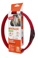 Obojek Zolux LED BIVOUAK 30 - 60cm USB červený