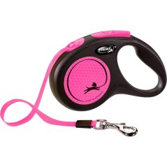 Vodítko FLEXI Neon S pásek 5m/15kg černá/růžová NEW