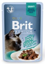 Brit Premium Cat kapsička Fillets in Gravy With Beef 85g